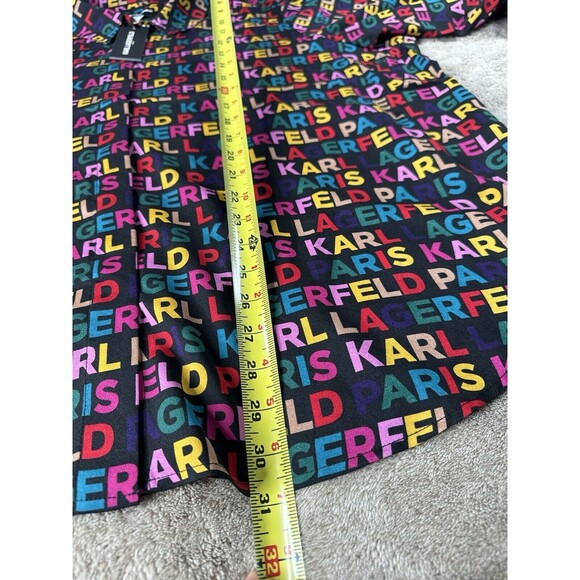 Karl Lagerfeld Paris Women’s Logo Multicolor Print Shirt Blouse Size3X - Picture 7 of 12